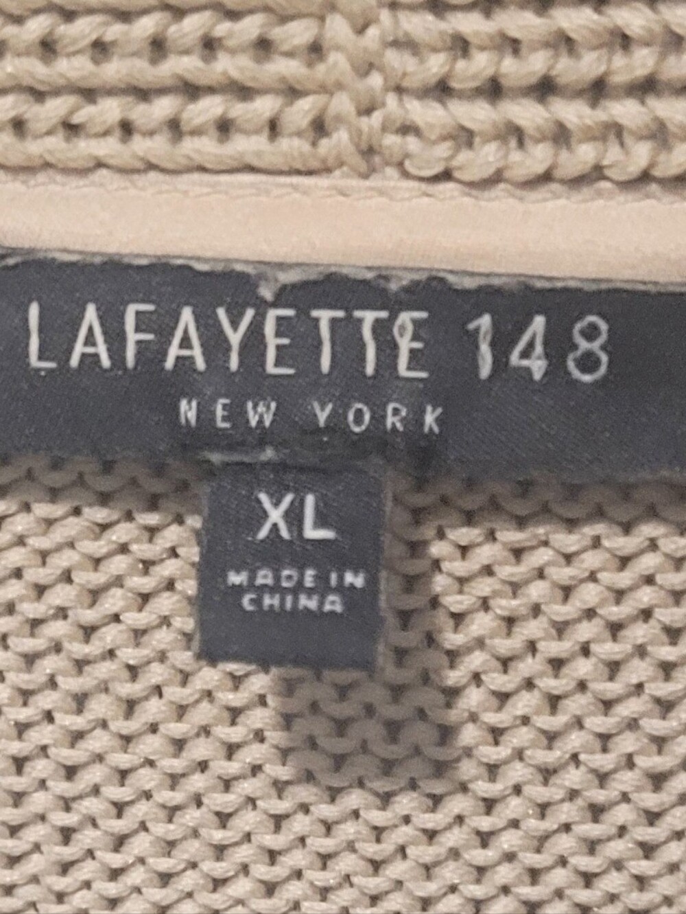 Lafayette 148 New York Cream Open-Front Knit Cardigan Sz Xl - Picture 3 of 5